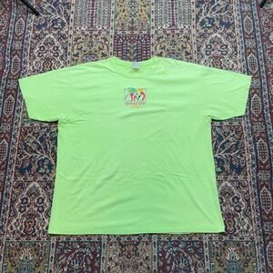 VTG 90s 00s Rainforest Cafe T‎ Shirt Neon Green Embroidered logo XL souvenir